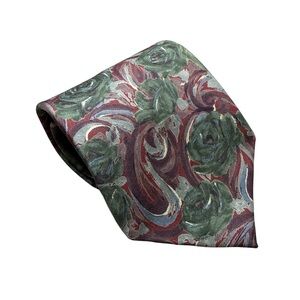 Hathaway Vintage Men's Silk Green & Red Floral Paisley Tie